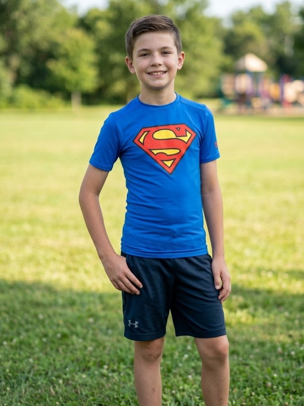 Under Armour Youth HeatGear Superman Compression Shirt